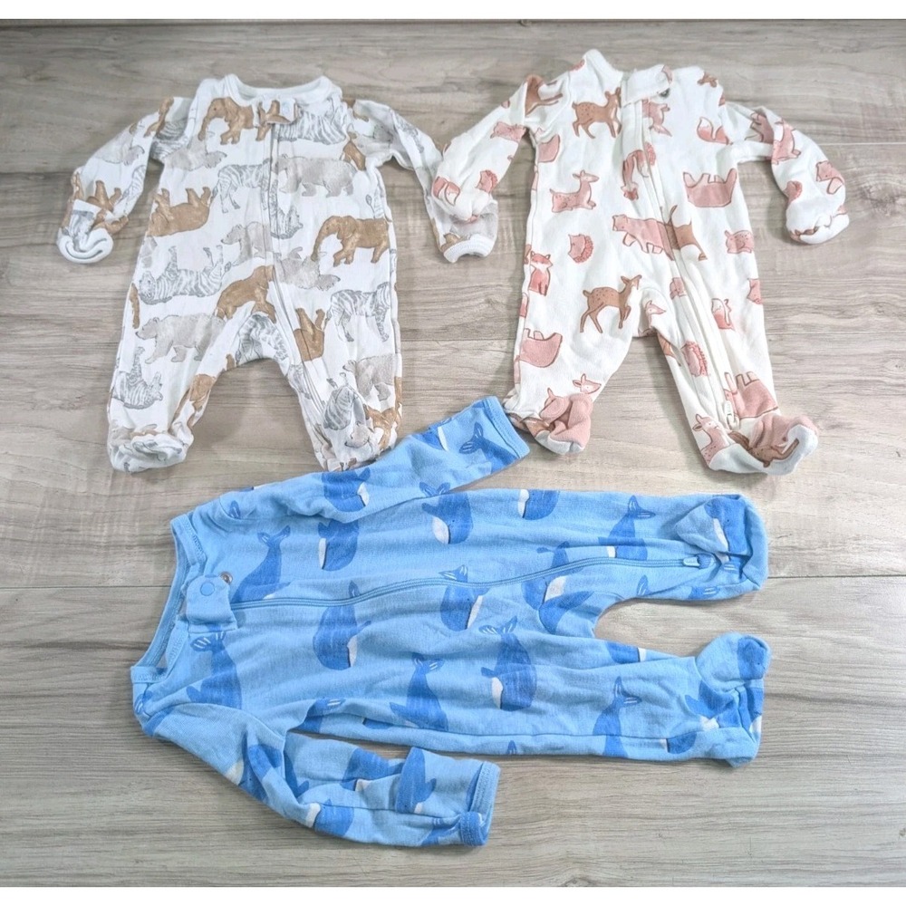3 Carter's Boy Size Newborn (0 M)  Sleep/Play Footed "Just One You"